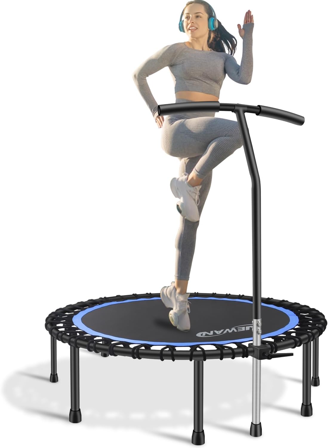 40"-48" Silent Mini Trampoline Fitness Trampoline Bungee Rebounder Jumping Cardio Trainer Workout for Adults-Max Limit 330Lbs