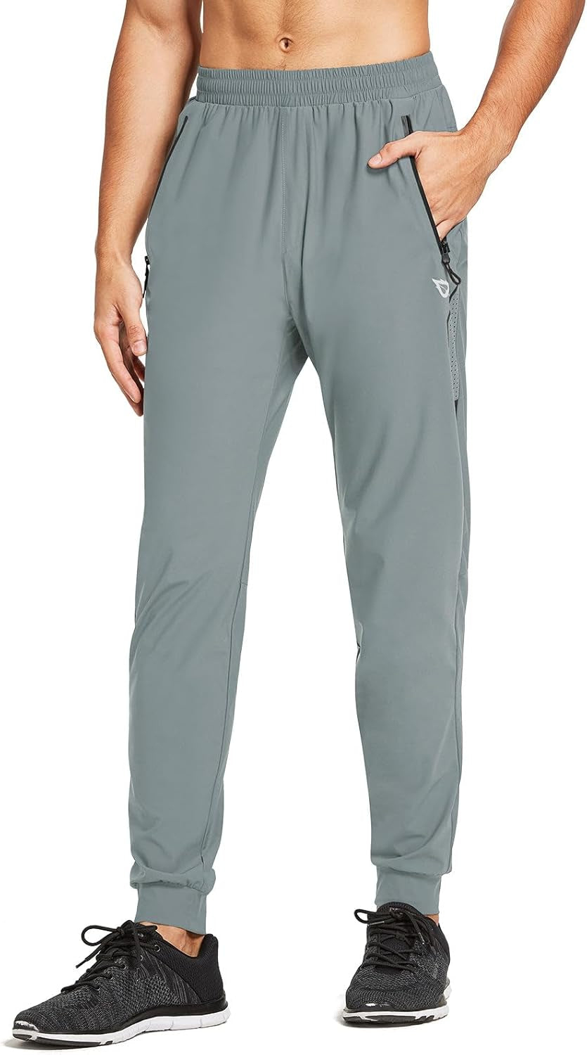 Men'S Joggers Pants Athletic Workout Track Running Gym Lightweight Quick Dry Tapered Jogger Zipper Pockets