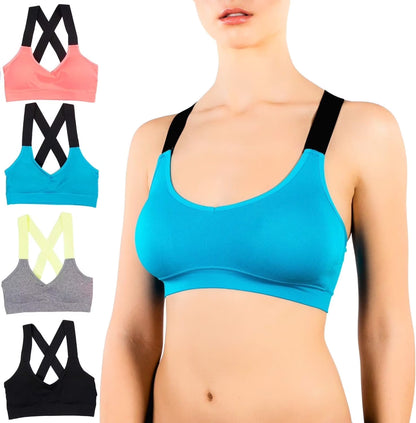 Women’S Sports Bra, Criss Cross Straps 1, S, 6 Pack