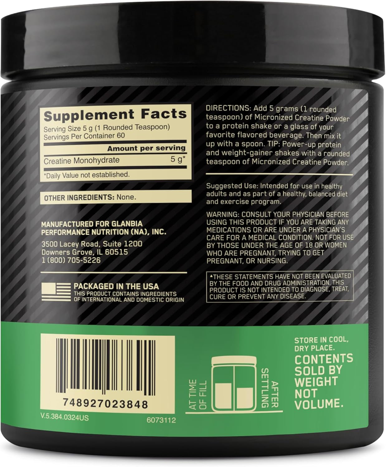 Micronized Creatine Monohydrate Powder, Unflavored, 60 Servings, 300 Grams (Packaging May Vary)