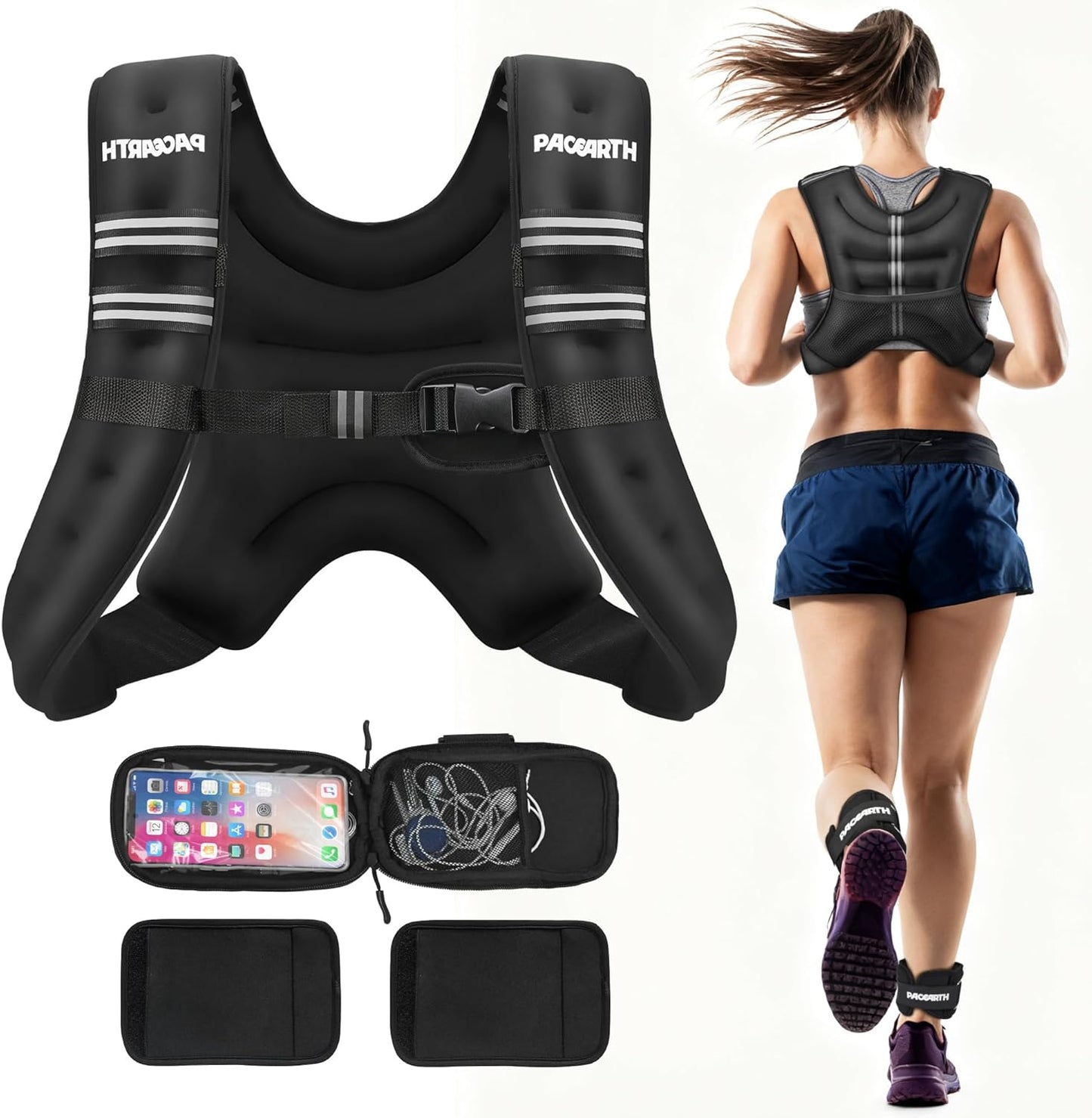 Weighted Vest,6Lb/8Lb/10Lb/12Lb/16Lb/20Lb/25Lb/30Lb Weight Vest with Reflective Stripe, Body Weight Vests for Women, Men, Weight Loss Workout, Strength Training, Running, Walking, Jogging