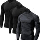 Men'S UPF 50+ Mock Long Sleeve Compression Shirts, Athletic Workout Shirt, Base Layer for Water Sports