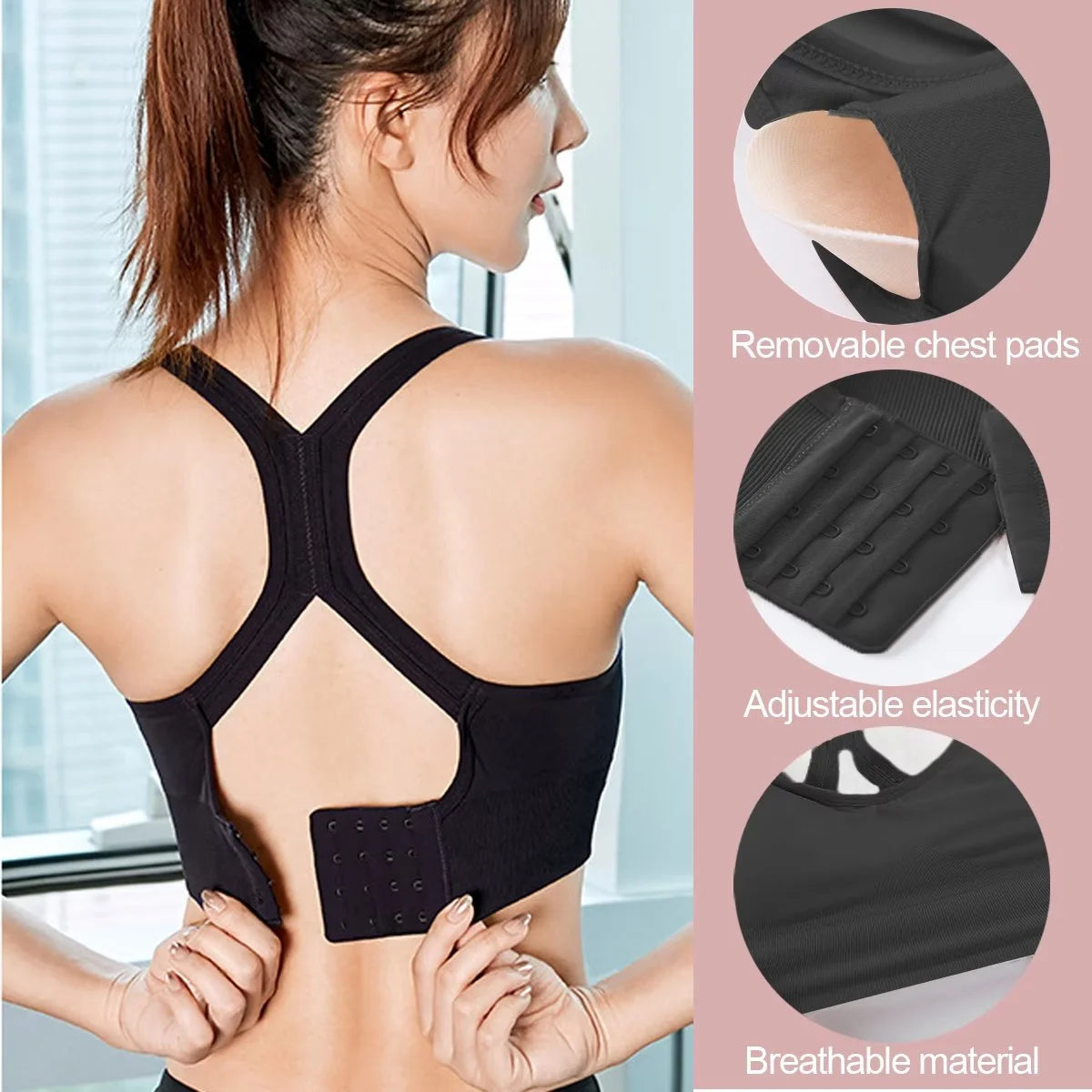 Racerback Sports Bras for Women 2 Pack Yoga Bras High Impact Support for Fitness Workout Bras with Removable Pads-M