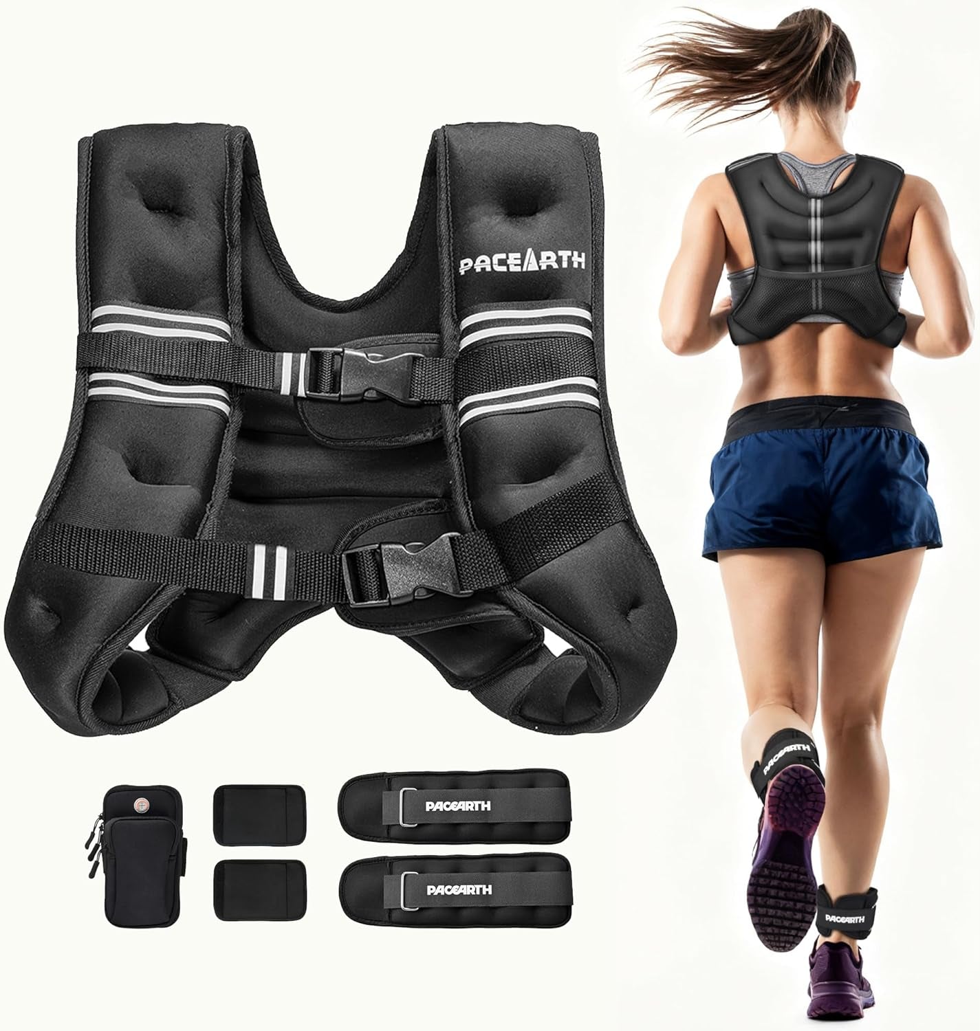 Weighted Vest,6Lb/8Lb/10Lb/12Lb/16Lb/20Lb/25Lb/30Lb Weight Vest with Reflective Stripe, Body Weight Vests for Women, Men, Weight Loss Workout, Strength Training, Running, Walking, Jogging