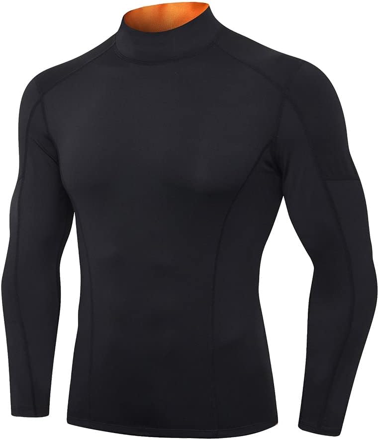 Men'S Compression Shirts Thermal Long Sleeve Athletic Workout Tops Gym Undershirts Sports Baselayers Running T Shirt for Men