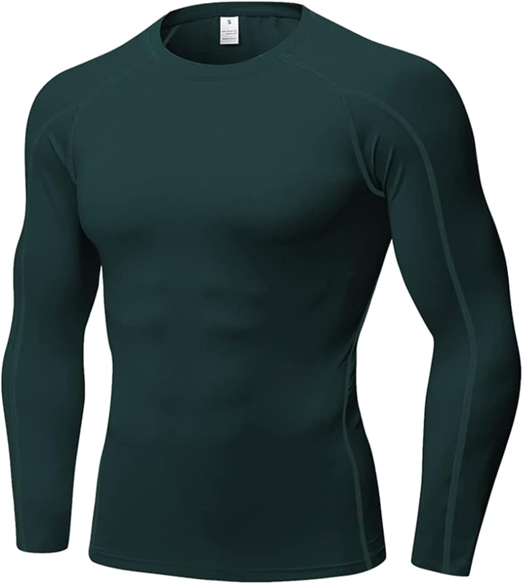 Men'S Compression Shirts Thermal Long Sleeve Athletic Workout Tops Gym Undershirts Sports Baselayers Running T Shirt for Men