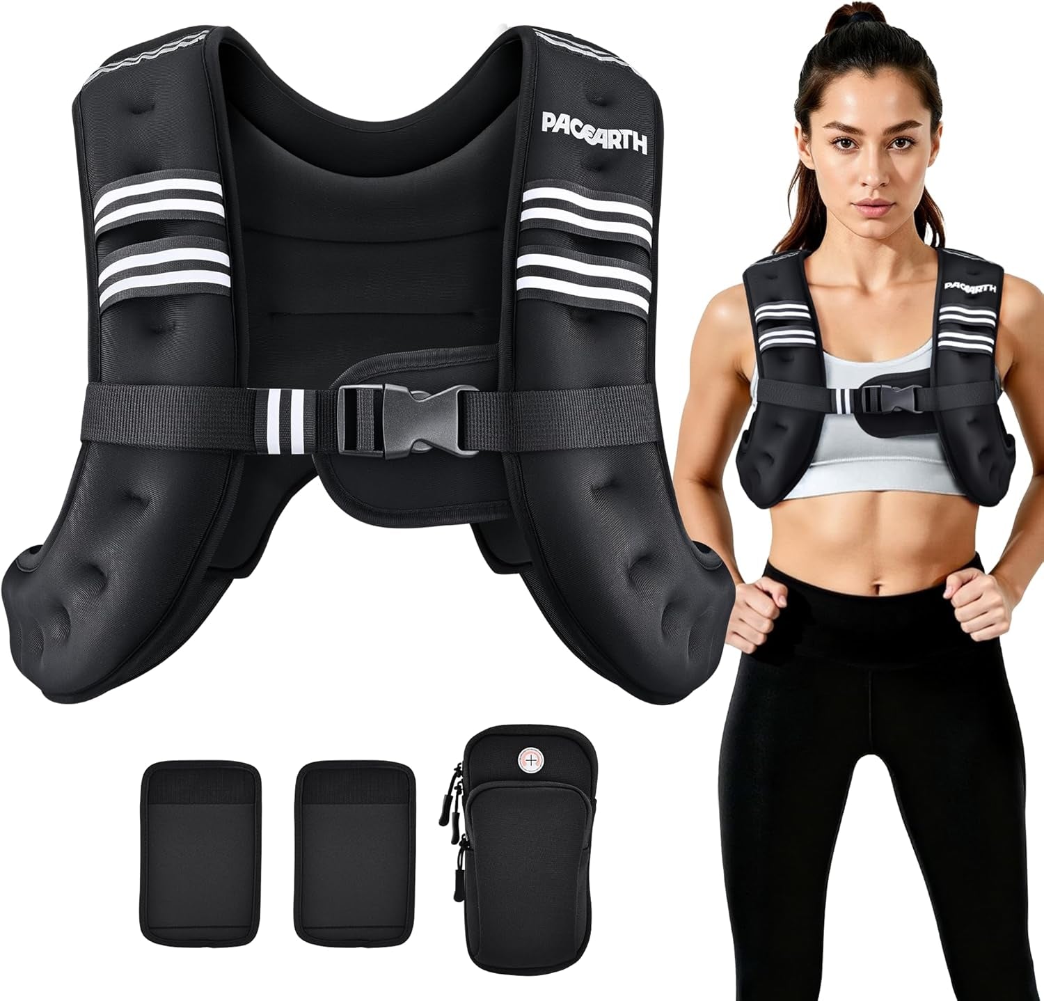 Weighted Vest,6Lb/8Lb/10Lb/12Lb/16Lb/20Lb/25Lb/30Lb Weight Vest with Reflective Stripe, Body Weight Vests for Women, Men, Weight Loss Workout, Strength Training, Running, Walking, Jogging