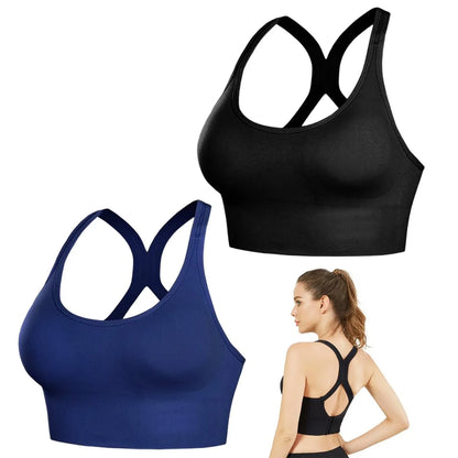 Racerback Sports Bras for Women 2 Pack Yoga Bras High Impact Support for Fitness Workout Bras with Removable Pads-M