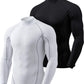 Men'S UPF 50+ Mock Long Sleeve Compression Shirts, Athletic Workout Shirt, Base Layer for Water Sports