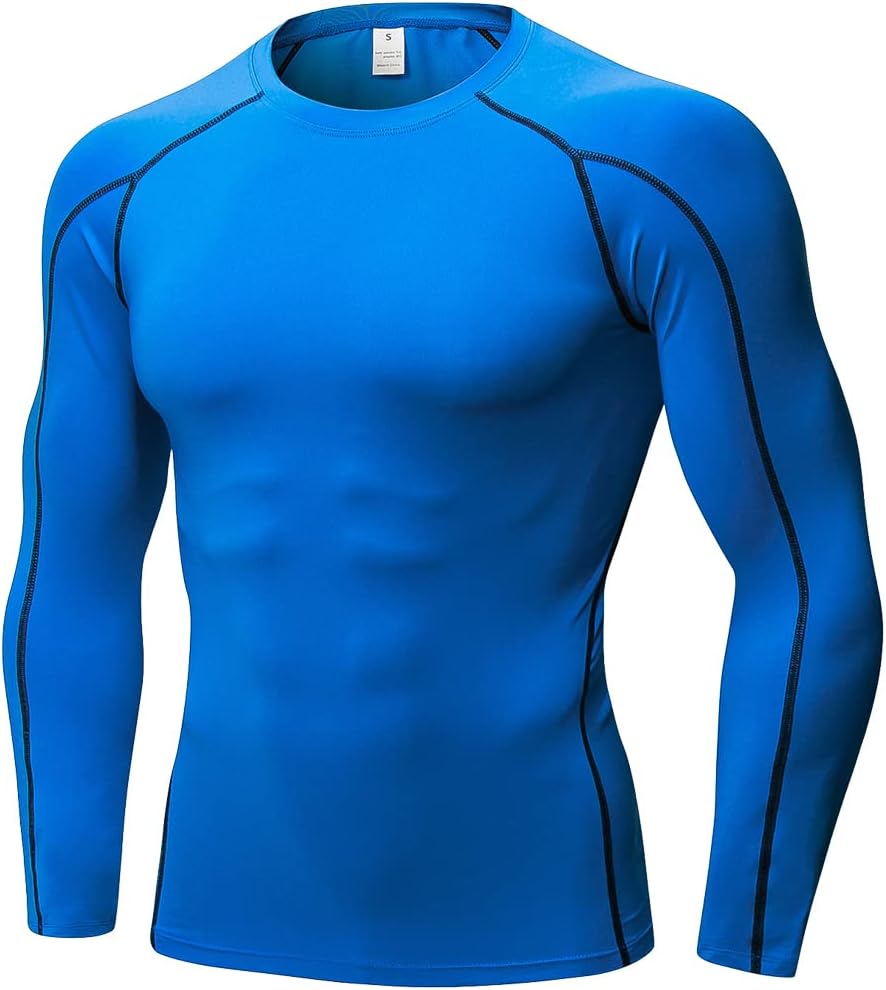 Men'S Compression Shirts Thermal Long Sleeve Athletic Workout Tops Gym Undershirts Sports Baselayers Running T Shirt for Men
