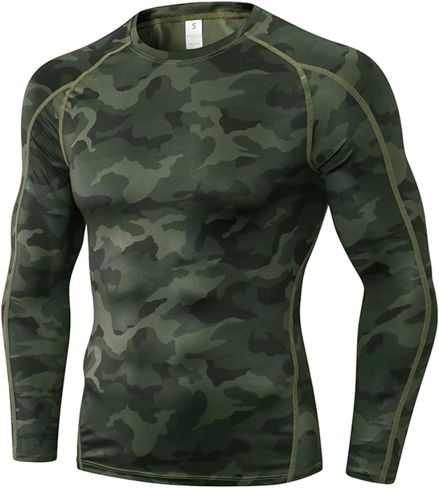 Men'S Compression Shirts Thermal Long Sleeve Athletic Workout Tops Gym Undershirts Sports Baselayers Running T Shirt for Men