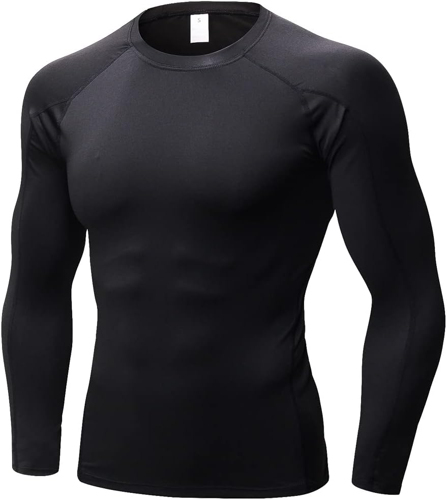 Men'S Compression Shirts Thermal Long Sleeve Athletic Workout Tops Gym Undershirts Sports Baselayers Running T Shirt for Men