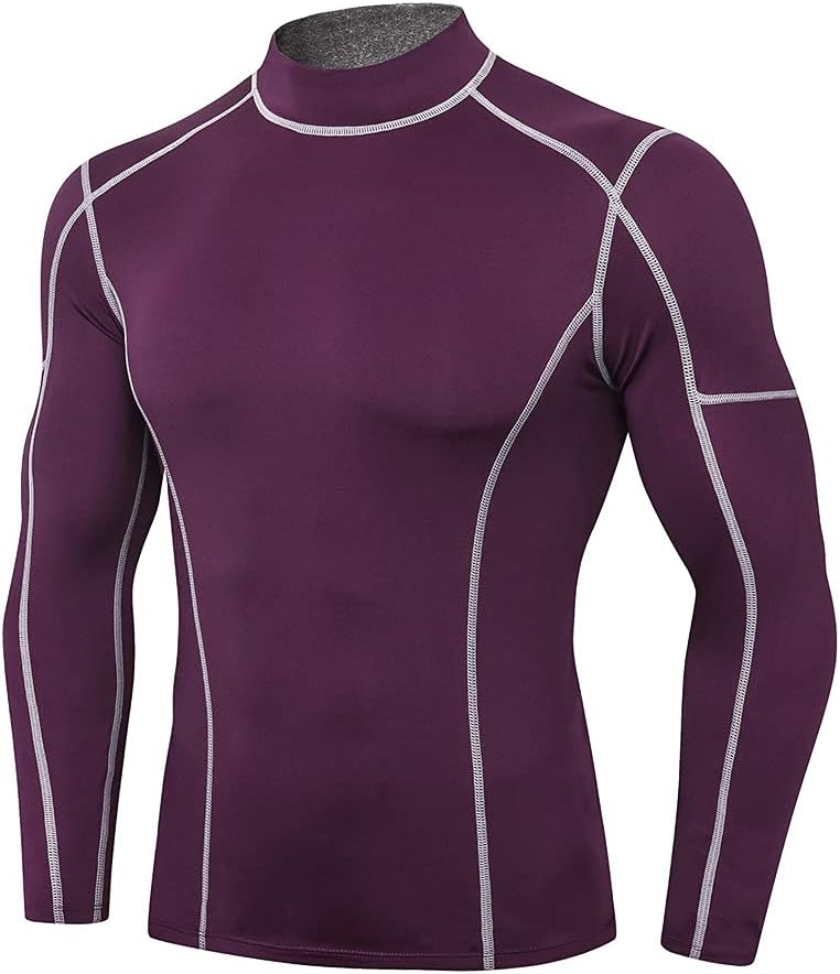 Men'S Compression Shirts Thermal Long Sleeve Athletic Workout Tops Gym Undershirts Sports Baselayers Running T Shirt for Men