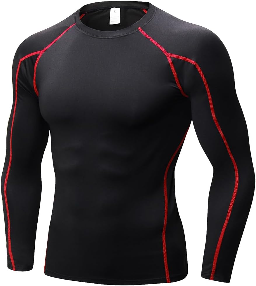 Men'S Compression Shirts Thermal Long Sleeve Athletic Workout Tops Gym Undershirts Sports Baselayers Running T Shirt for Men