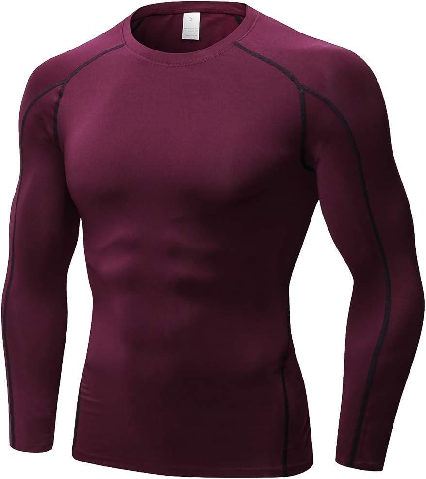 Men'S Compression Shirts Thermal Long Sleeve Athletic Workout Tops Gym Undershirts Sports Baselayers Running T Shirt for Men
