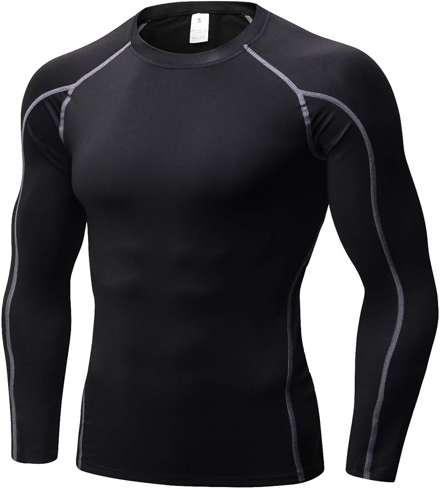 Men'S Compression Shirts Thermal Long Sleeve Athletic Workout Tops Gym Undershirts Sports Baselayers Running T Shirt for Men