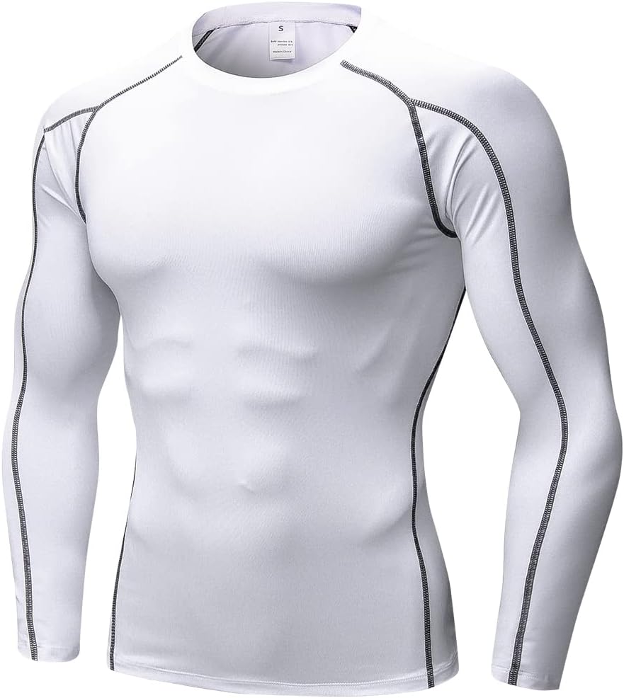 Men'S Compression Shirts Thermal Long Sleeve Athletic Workout Tops Gym Undershirts Sports Baselayers Running T Shirt for Men