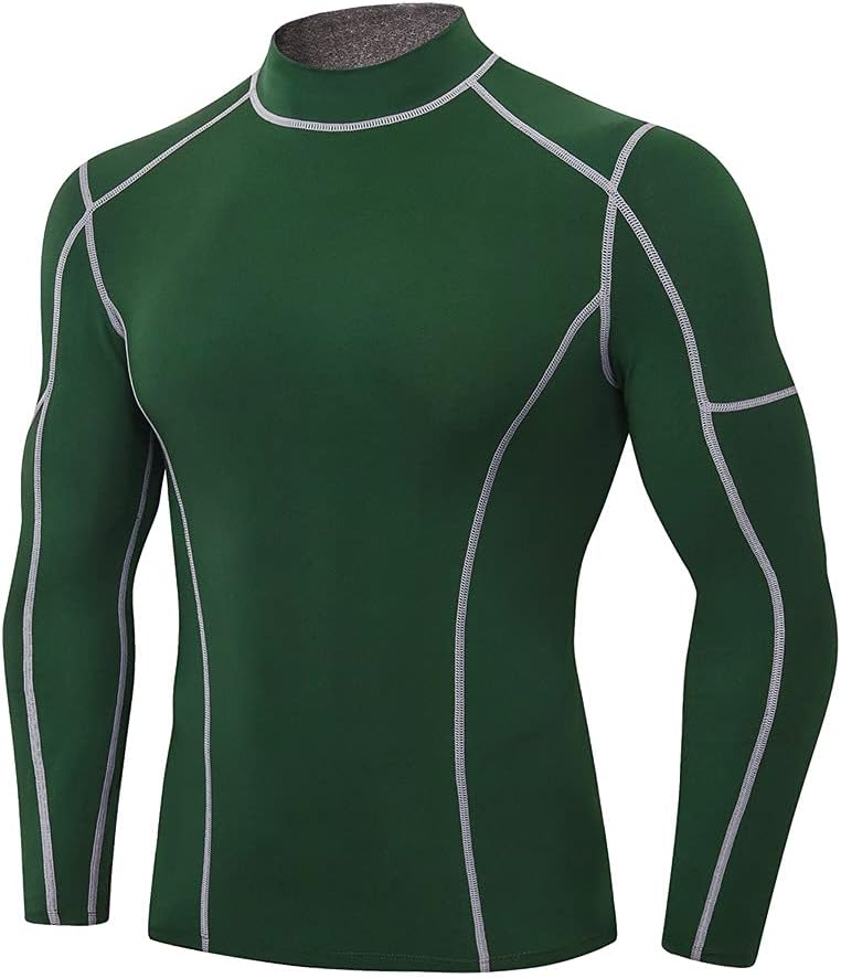 Men'S Compression Shirts Thermal Long Sleeve Athletic Workout Tops Gym Undershirts Sports Baselayers Running T Shirt for Men