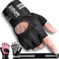 Breathable Workout Gloves for Men Women, Padded Weight Lifting Gloves with Wrist Wraps Support, Full Palm Protection, Grip for Gym Training, Fitness, Weightlifting, Exercise Fingerless Black