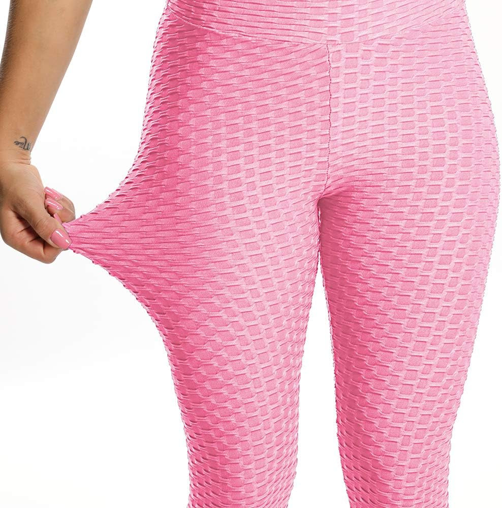 Women High Waisted Workout Yoga Pants Butt Lifting Scrunch Booty Leggings Tummy Control anti Cellulite Textured Tights