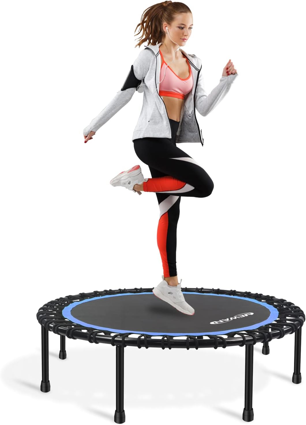 40"-48" Silent Mini Trampoline Fitness Trampoline Bungee Rebounder Jumping Cardio Trainer Workout for Adults-Max Limit 330Lbs