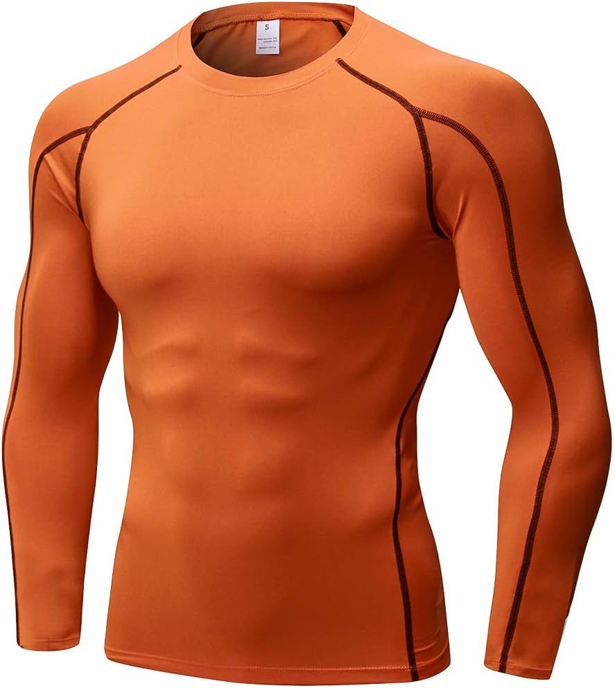 Men'S Compression Shirts Thermal Long Sleeve Athletic Workout Tops Gym Undershirts Sports Baselayers Running T Shirt for Men