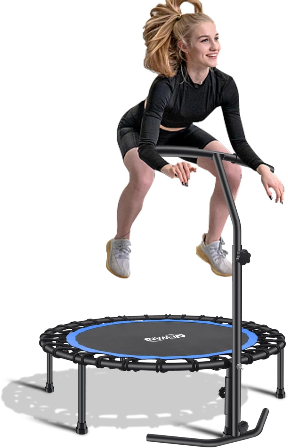 40"-48" Silent Mini Trampoline Fitness Trampoline Bungee Rebounder Jumping Cardio Trainer Workout for Adults-Max Limit 330Lbs