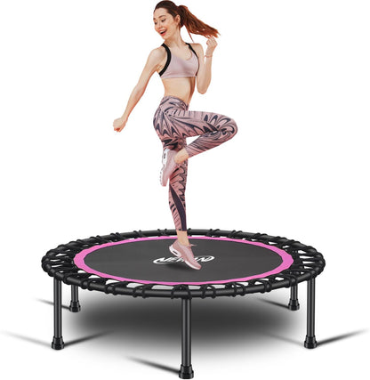 40"-48" Silent Mini Trampoline Fitness Trampoline Bungee Rebounder Jumping Cardio Trainer Workout for Adults-Max Limit 330Lbs