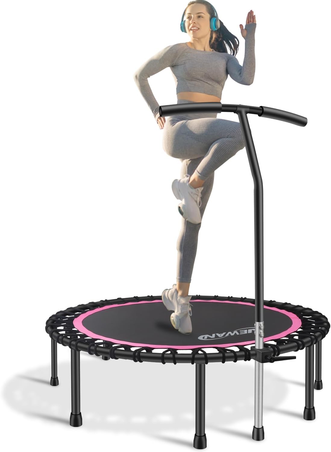 40"-48" Silent Mini Trampoline Fitness Trampoline Bungee Rebounder Jumping Cardio Trainer Workout for Adults-Max Limit 330Lbs
