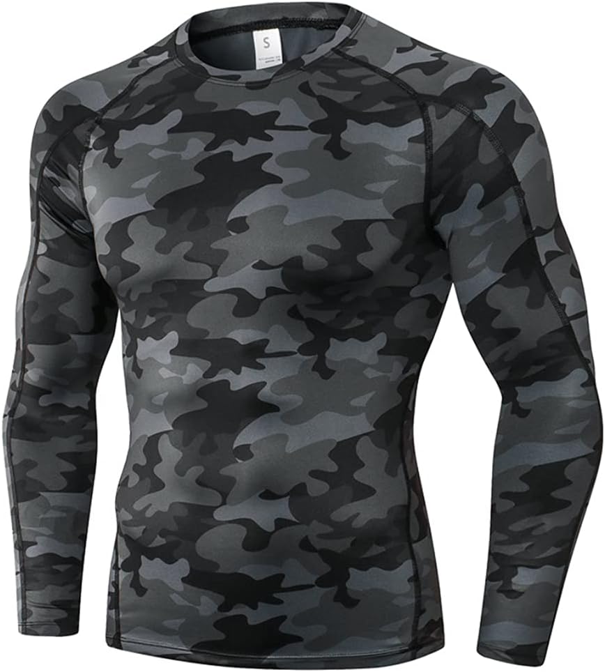 Men'S Compression Shirts Thermal Long Sleeve Athletic Workout Tops Gym Undershirts Sports Baselayers Running T Shirt for Men