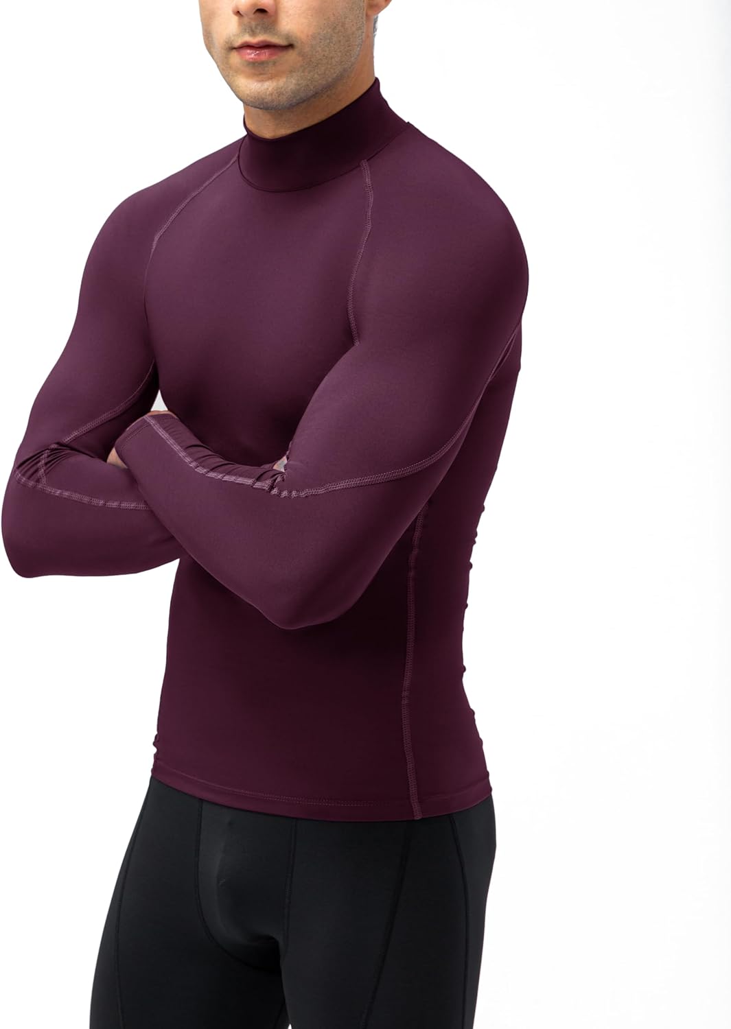 Men'S Compression Shirts Thermal Long Sleeve Athletic Workout Tops Gym Undershirts Sports Baselayers Running T Shirt for Men