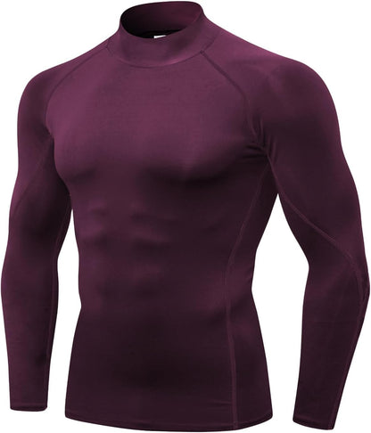 Men'S Compression Shirts Thermal Long Sleeve Athletic Workout Tops Gym Undershirts Sports Baselayers Running T Shirt for Men