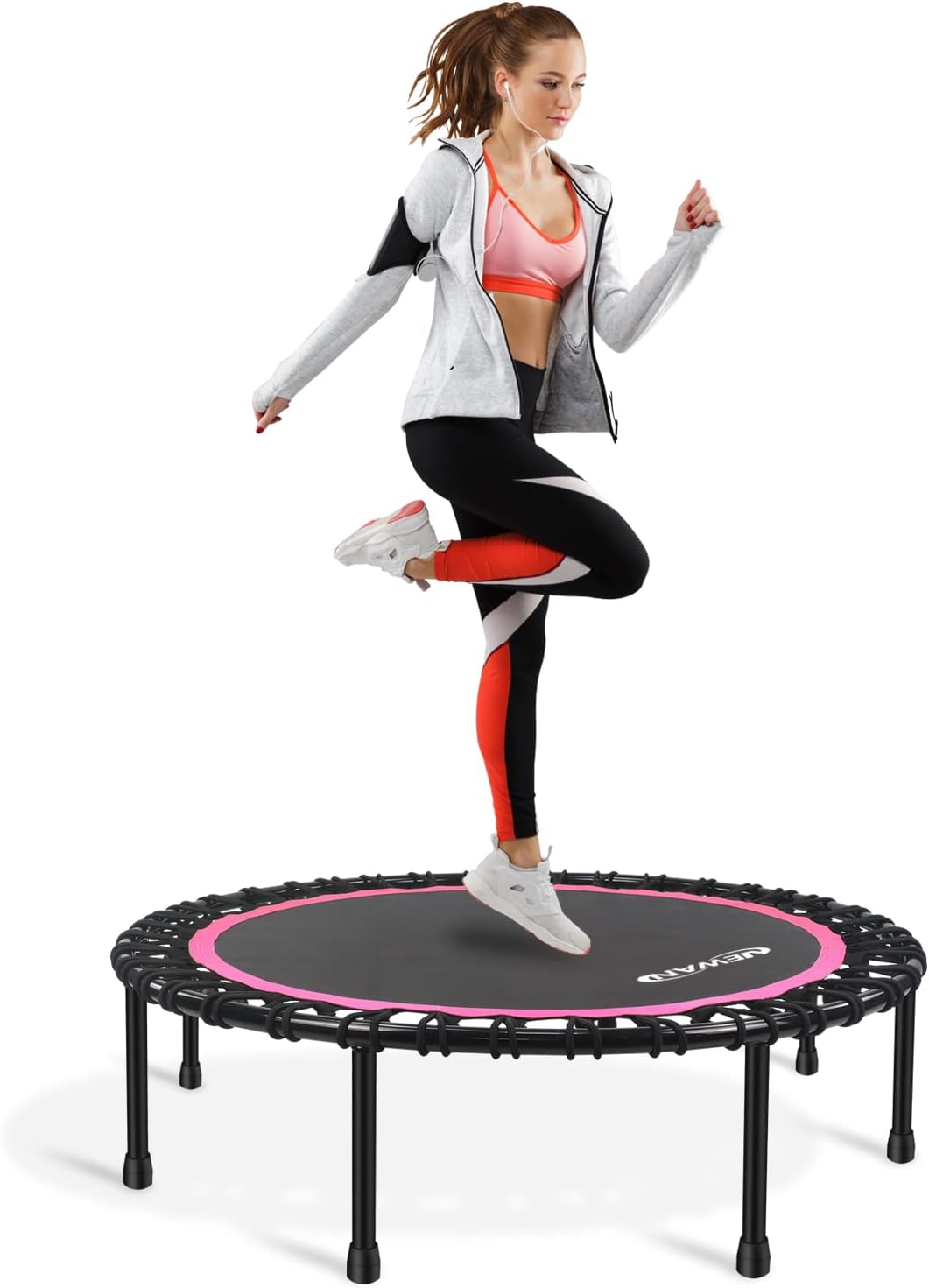 40"-48" Silent Mini Trampoline Fitness Trampoline Bungee Rebounder Jumping Cardio Trainer Workout for Adults-Max Limit 330Lbs
