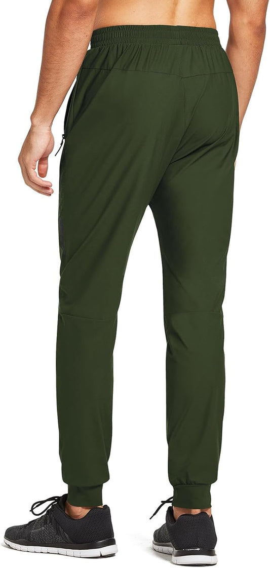 Men'S Joggers Pants Athletic Workout Track Running Gym Lightweight Quick Dry Tapered Jogger Zipper Pockets