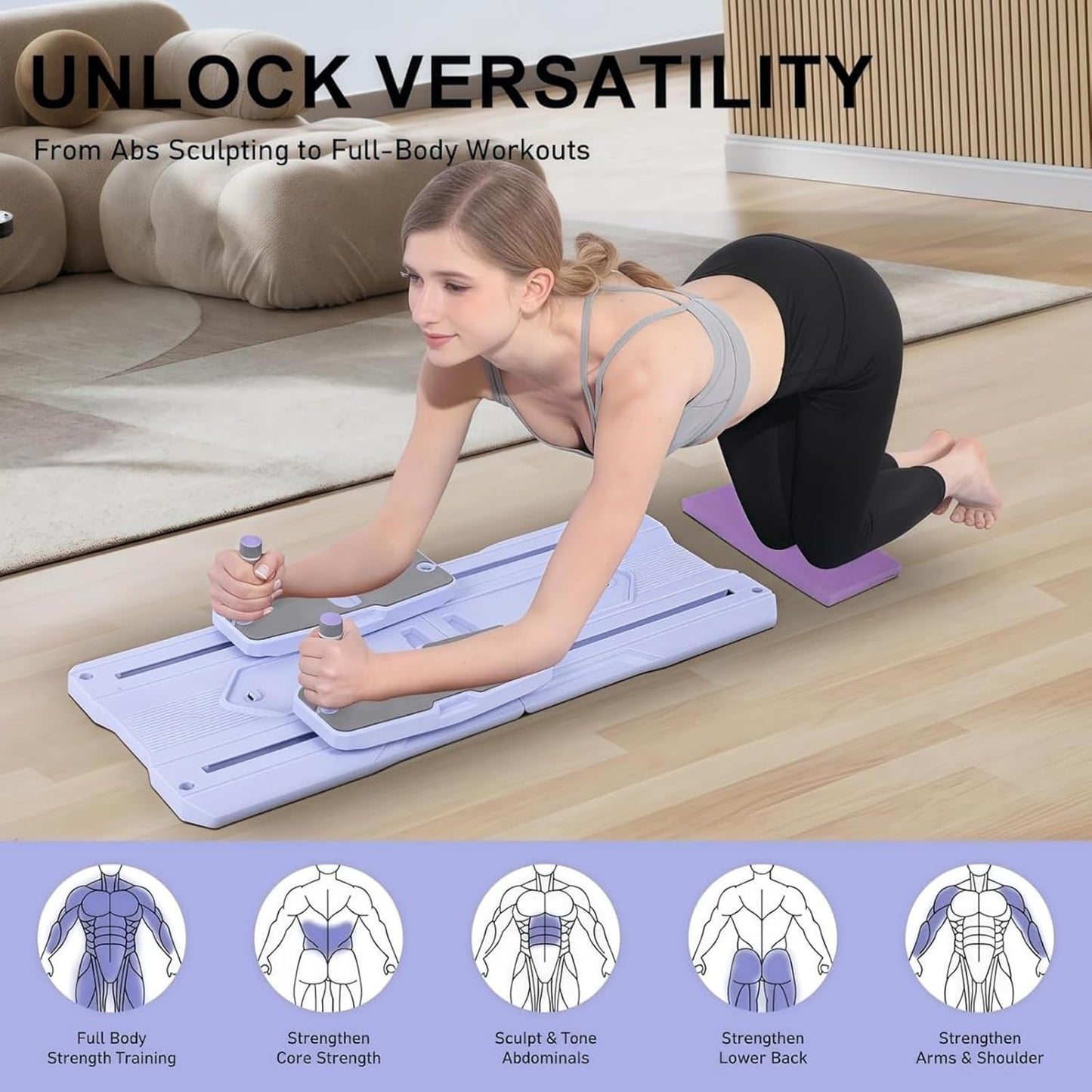 Pilates Reformer Board Set - 2026 Foldable 8-In-1 Pilates Machine for Full Body Workouts, Ab Core Trainer with Resistance Bands, Portable Home Pilates Equipment for Women & Men