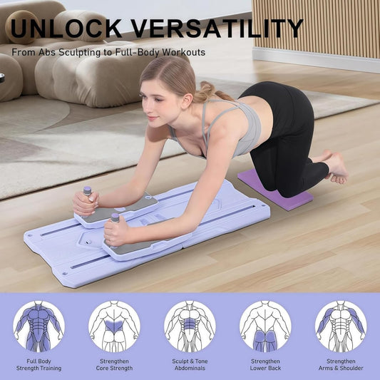 Pilates Reformer Board Set - 2026 Foldable 8-In-1 Pilates Machine for Full Body Workouts, Ab Core Trainer with Resistance Bands, Portable Home Pilates Equipment for Women & Men