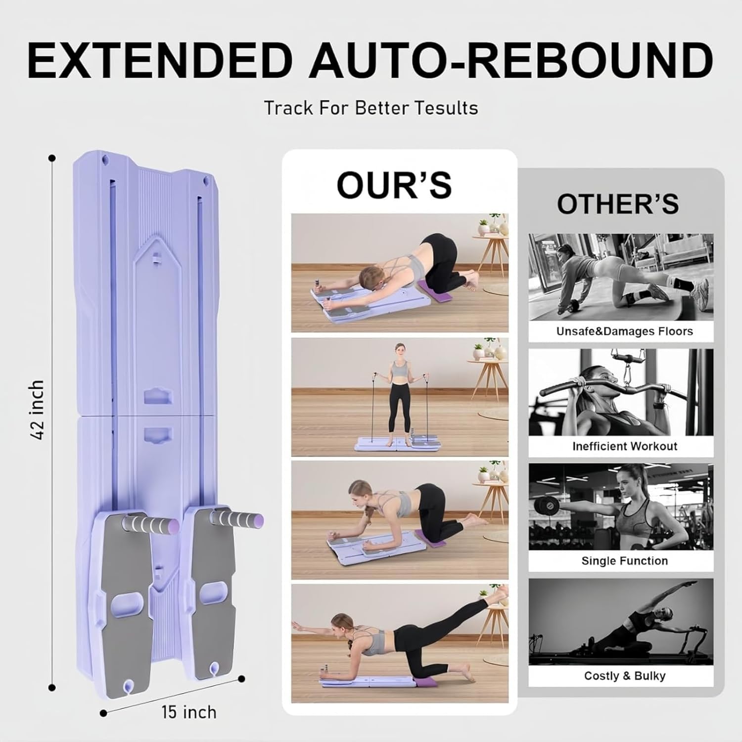 Pilates Reformer Board Set - 2026 Foldable 8-In-1 Pilates Machine for Full Body Workouts, Ab Core Trainer with Resistance Bands, Portable Home Pilates Equipment for Women & Men