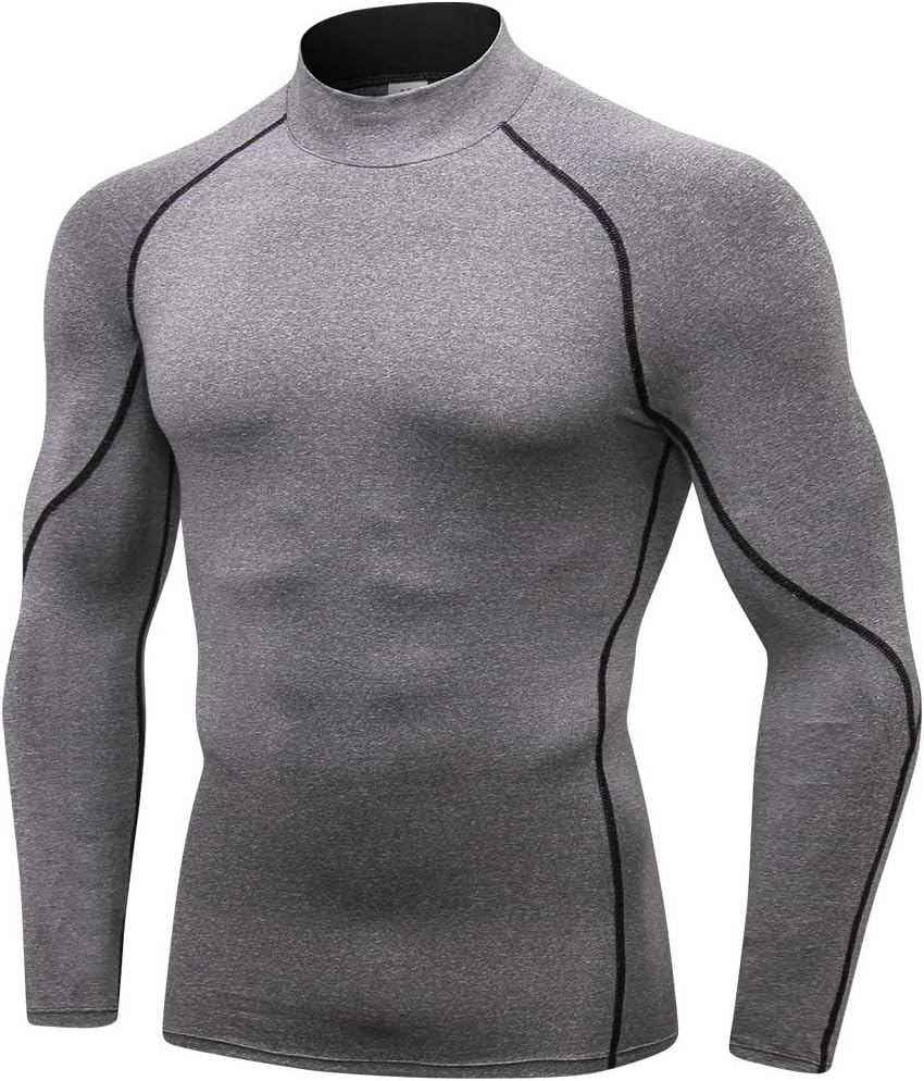 Men'S Compression Shirts Thermal Long Sleeve Athletic Workout Tops Gym Undershirts Sports Baselayers Running T Shirt for Men