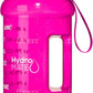 Hydromate Half Gallon Water Bottle with Times to Drink BPA Free Leak Proof Reusable Jug with Handle 64 Oz