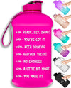 Hydromate Half Gallon Water Bottle with Times to Drink BPA Free Leak Proof Reusable Jug with Handle 64 Oz