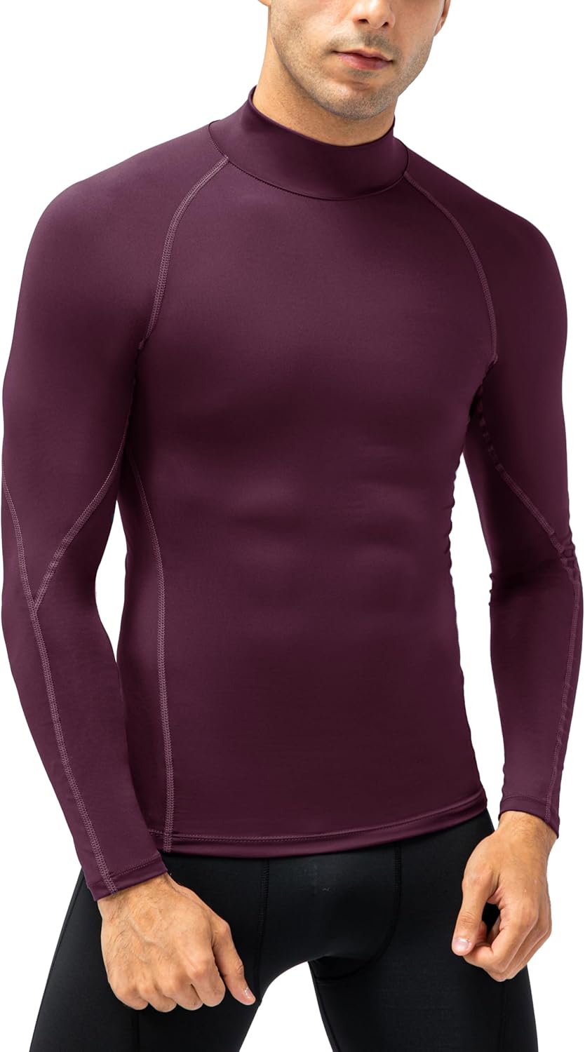 Men'S Compression Shirts Thermal Long Sleeve Athletic Workout Tops Gym Undershirts Sports Baselayers Running T Shirt for Men