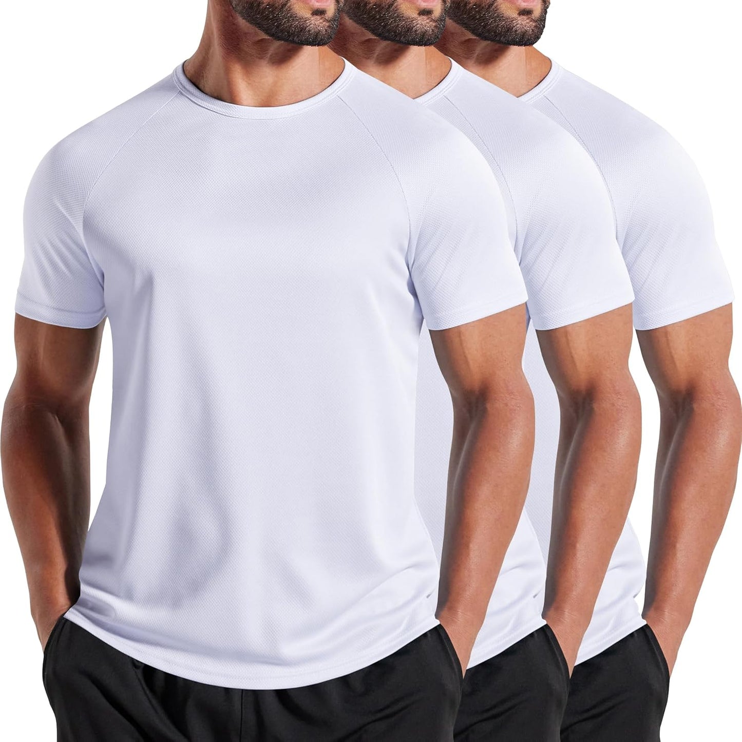 Men'S 3 Pack Workout T Shirts Short Sleeve Gym Bodybuilding Muscle Shirt Base Layer Fitness Tee Tops