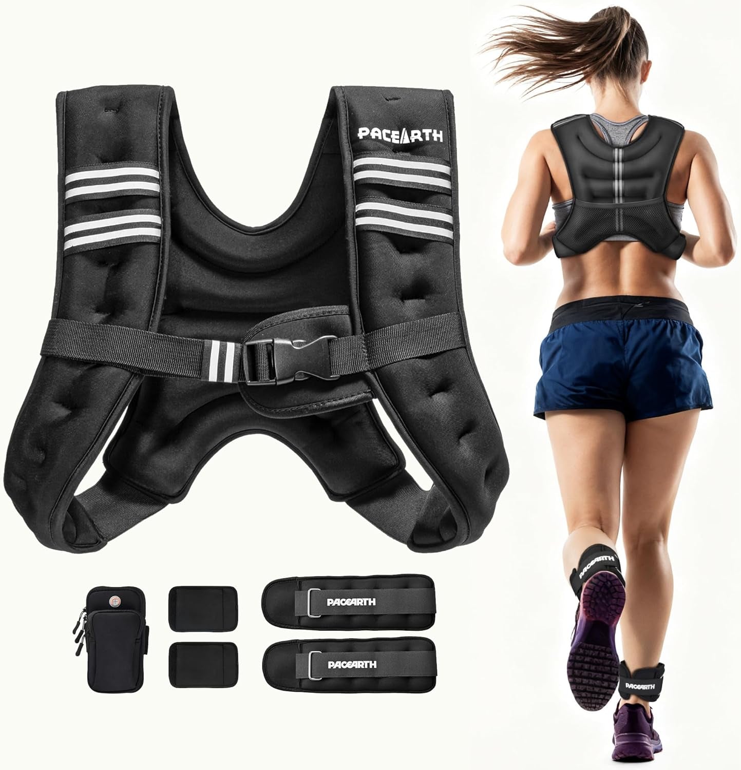 Weighted Vest,6Lb/8Lb/10Lb/12Lb/16Lb/20Lb/25Lb/30Lb Weight Vest with Reflective Stripe, Body Weight Vests for Women, Men, Weight Loss Workout, Strength Training, Running, Walking, Jogging