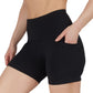 Womens High Waisted Biker Shorts with Side Pockets Workout Shorts 5”, 7”, 9”
