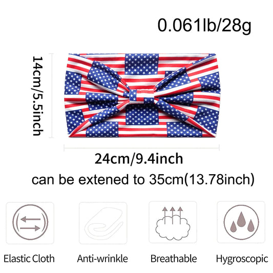 5 Pack USA Patriotic Hair Accessories for Women and Girls Non Slip Elastic American Flag Headband Hairband Red White and Blue Bandana Stars Headband