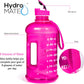 Hydromate Half Gallon Water Bottle with Times to Drink BPA Free Leak Proof Reusable Jug with Handle 64 Oz
