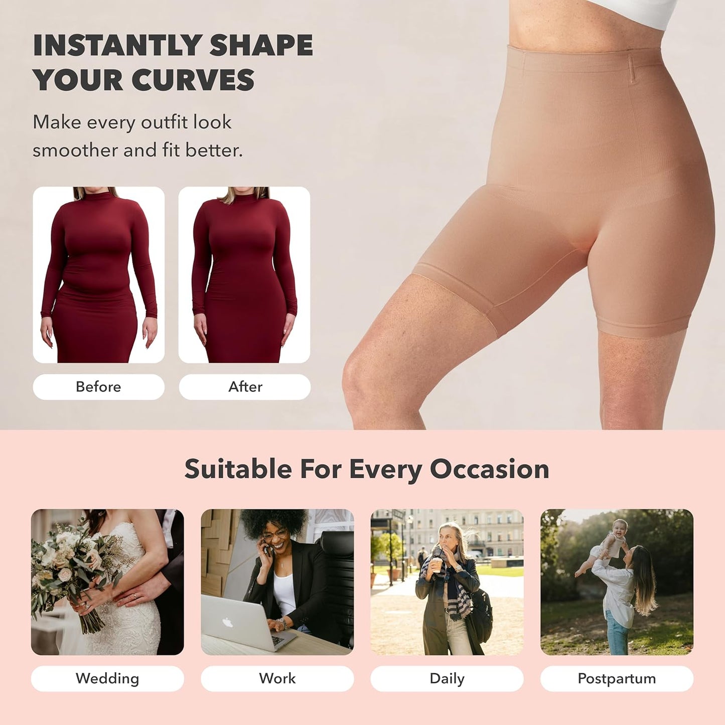 High-Waisted Shapewear Tummy Control Shorts