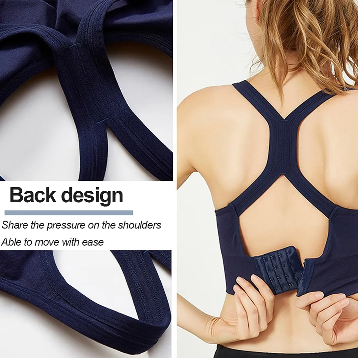 Racerback Sports Bras for Women 2 Pack Yoga Bras High Impact Support for Fitness Workout Bras with Removable Pads-M