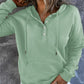 Half Boutton Womens Hoodies Drawstring Hooded Sweatshirts for Woman with Pocket