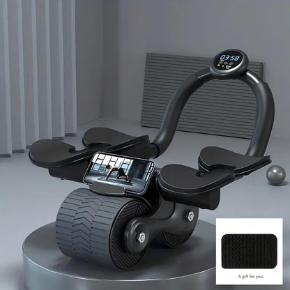 Ab Roller Wheel, New Ab Roller Wheel Automatic Rebound with 4 Elbow Supports.Automatic Rebound Abdominal Wheel with Timer, Abdominal Exercise Roller, Plank Abroller Wheel for Core Trainer